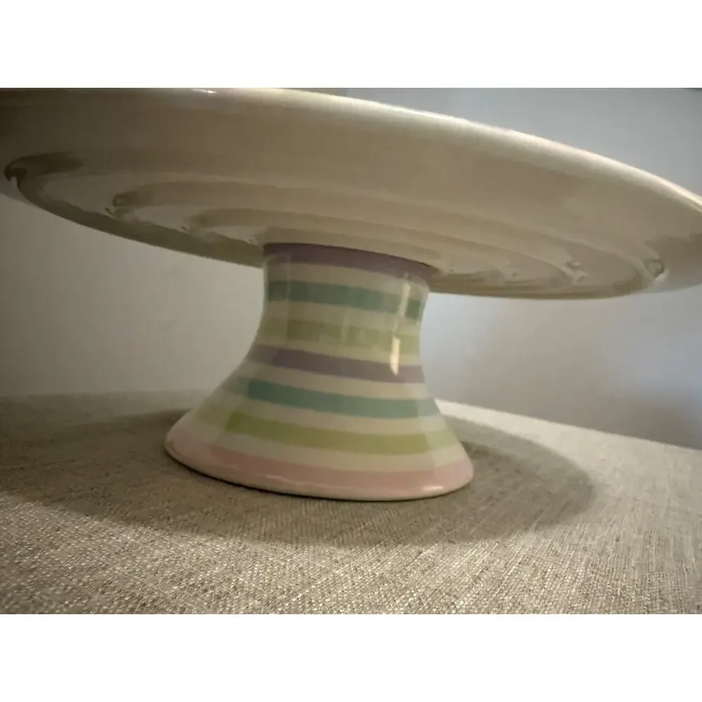 🎂 N D Exclusive Pastel Striped Ceramic Cake Stand • 12